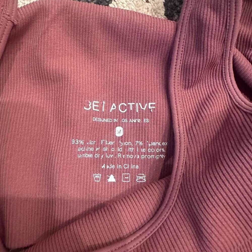 Set Active Pink Ribbed Crop - Picture 2 of 3